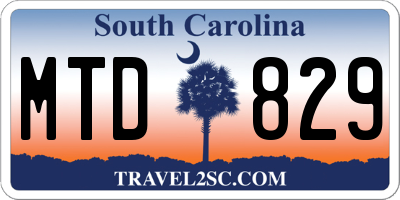 SC license plate MTD829