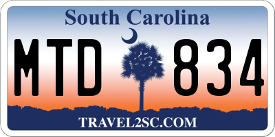 SC license plate MTD834