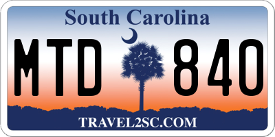 SC license plate MTD840