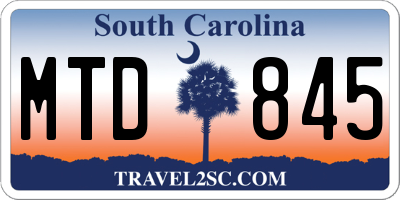 SC license plate MTD845