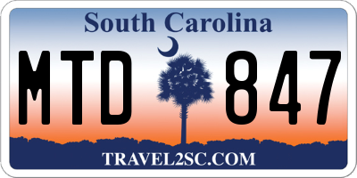SC license plate MTD847