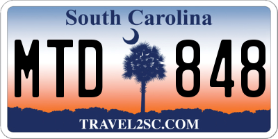 SC license plate MTD848
