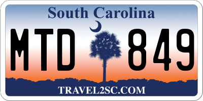 SC license plate MTD849