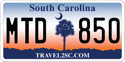 SC license plate MTD850