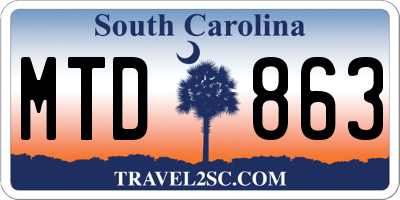 SC license plate MTD863