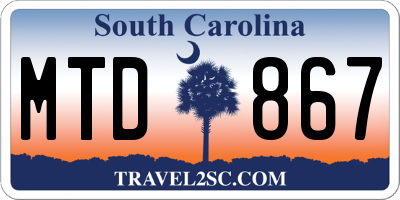 SC license plate MTD867