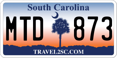 SC license plate MTD873