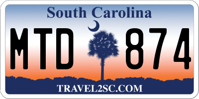 SC license plate MTD874
