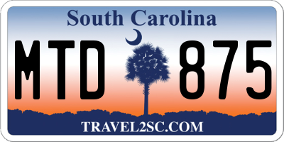 SC license plate MTD875