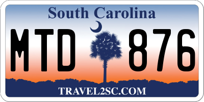 SC license plate MTD876