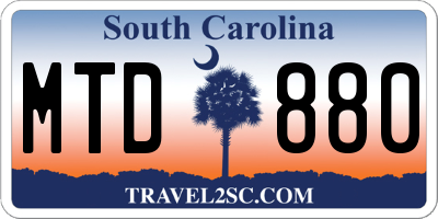SC license plate MTD880
