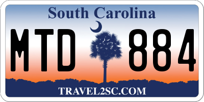 SC license plate MTD884