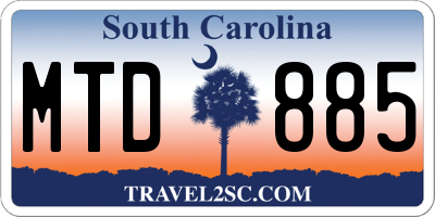 SC license plate MTD885