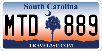 SC license plate MTD889