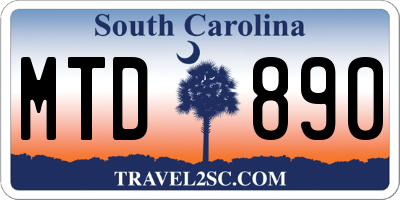 SC license plate MTD890