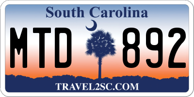 SC license plate MTD892