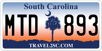 SC license plate MTD893