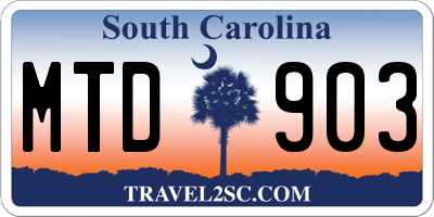 SC license plate MTD903
