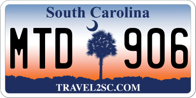 SC license plate MTD906