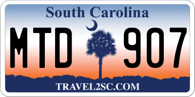 SC license plate MTD907