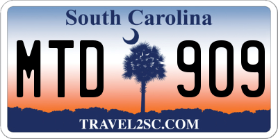 SC license plate MTD909