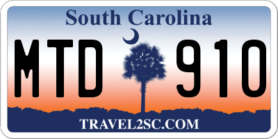 SC license plate MTD910