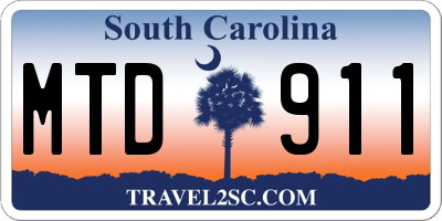 SC license plate MTD911