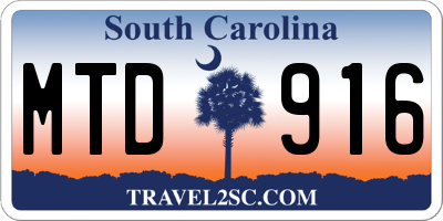 SC license plate MTD916