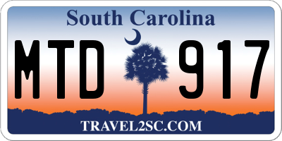 SC license plate MTD917