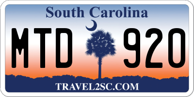 SC license plate MTD920