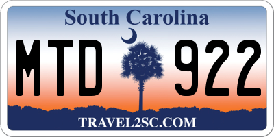 SC license plate MTD922