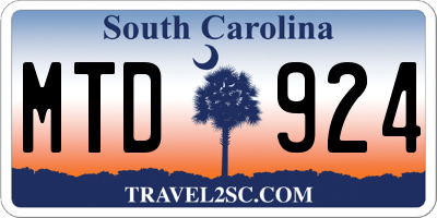 SC license plate MTD924