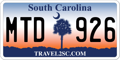 SC license plate MTD926