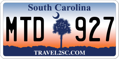 SC license plate MTD927