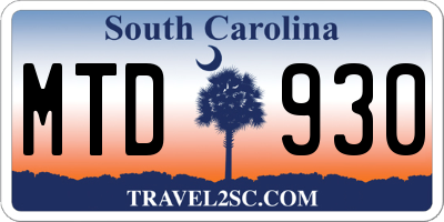 SC license plate MTD930