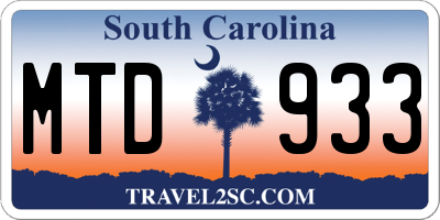 SC license plate MTD933