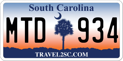 SC license plate MTD934