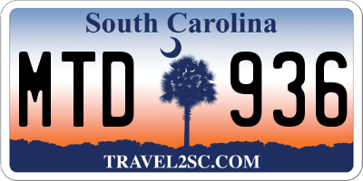 SC license plate MTD936