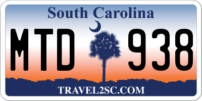 SC license plate MTD938
