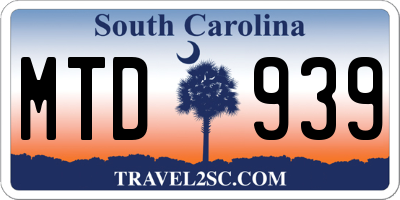 SC license plate MTD939