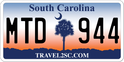 SC license plate MTD944