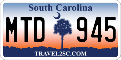 SC license plate MTD945