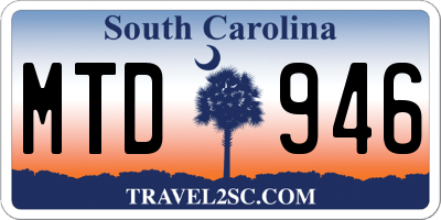SC license plate MTD946
