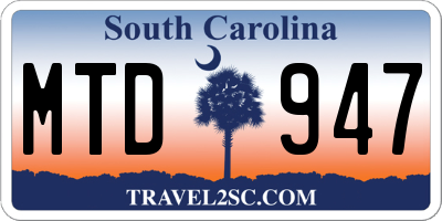 SC license plate MTD947
