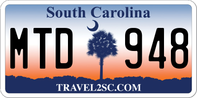 SC license plate MTD948