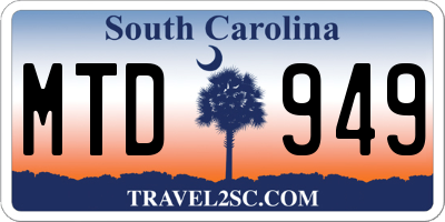 SC license plate MTD949