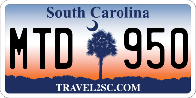 SC license plate MTD950