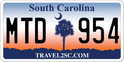 SC license plate MTD954