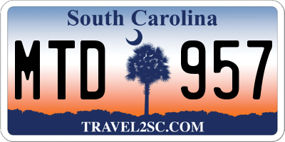 SC license plate MTD957