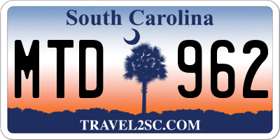 SC license plate MTD962